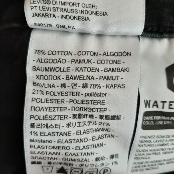 LEVI'S 711 Skinny Black Jeans Mid Rise Waterless Sz 25 - Picture 11 of 12